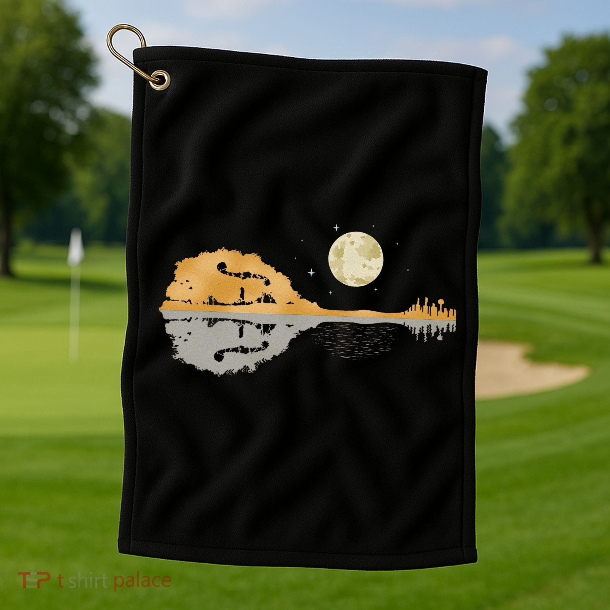 Mandolin Men Country Music Moon Bluegrass Golf Towel