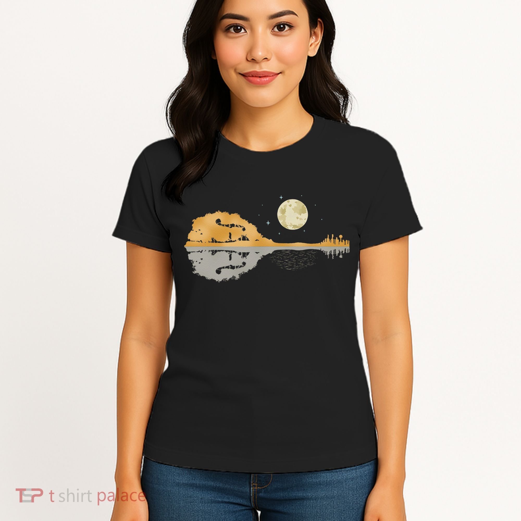 Mandolin Men Country Music Moon Bluegrass Women's T-Shirt
