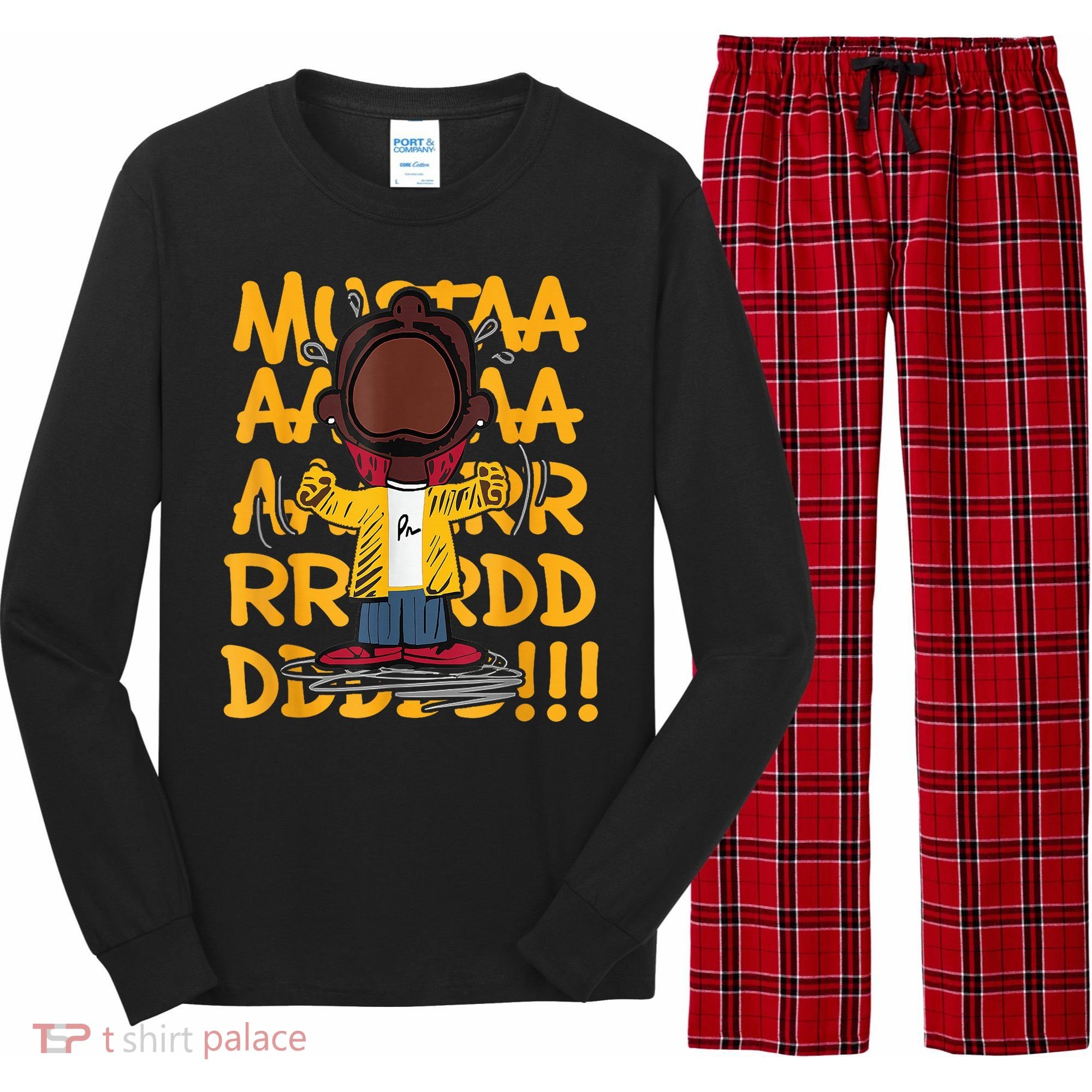 Mustard Meme Character Crying Long Sleeve Pajama Set
