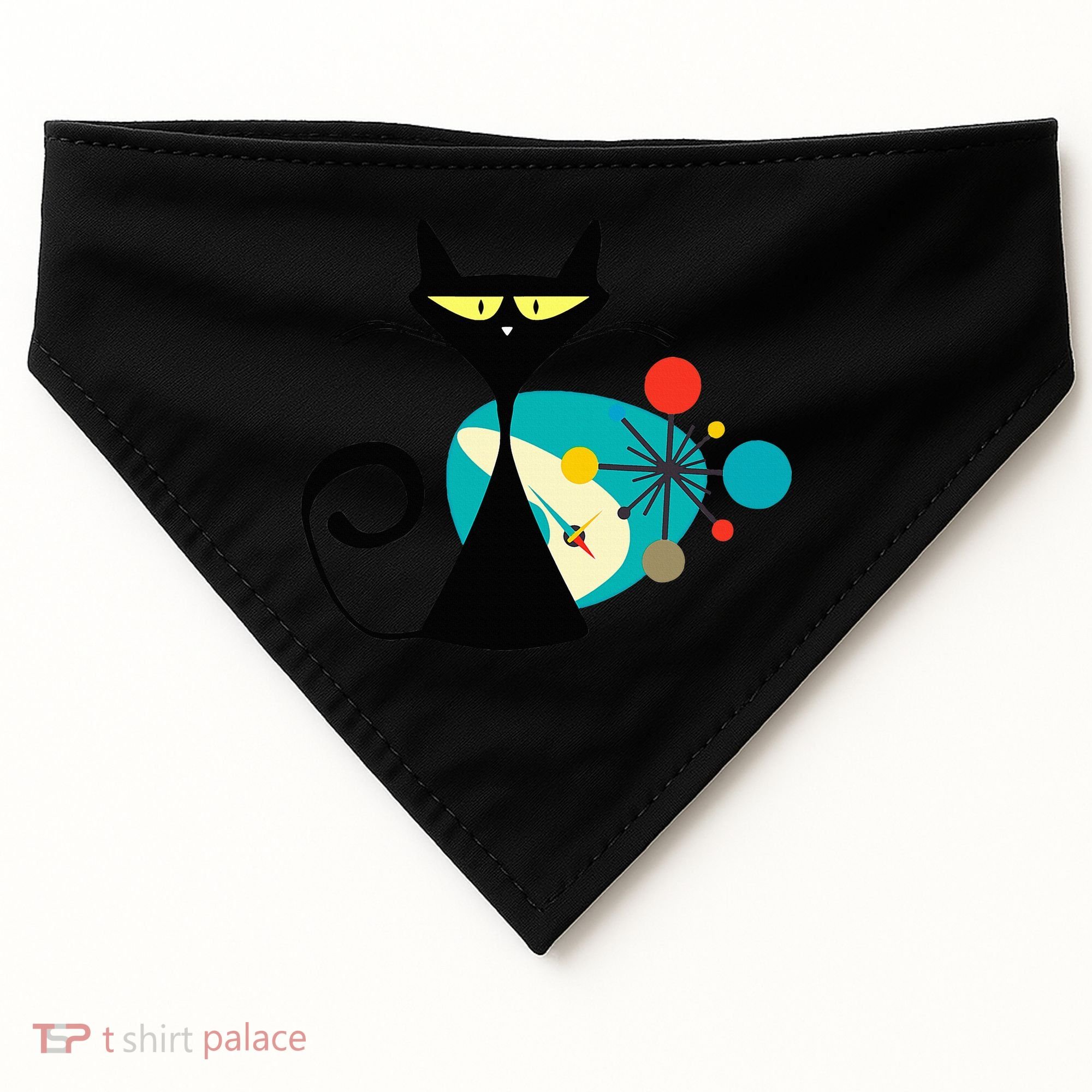 Midcentury Mid Century Cat Retro Atomic Age Space Modern USA-Made Doggie Bandana