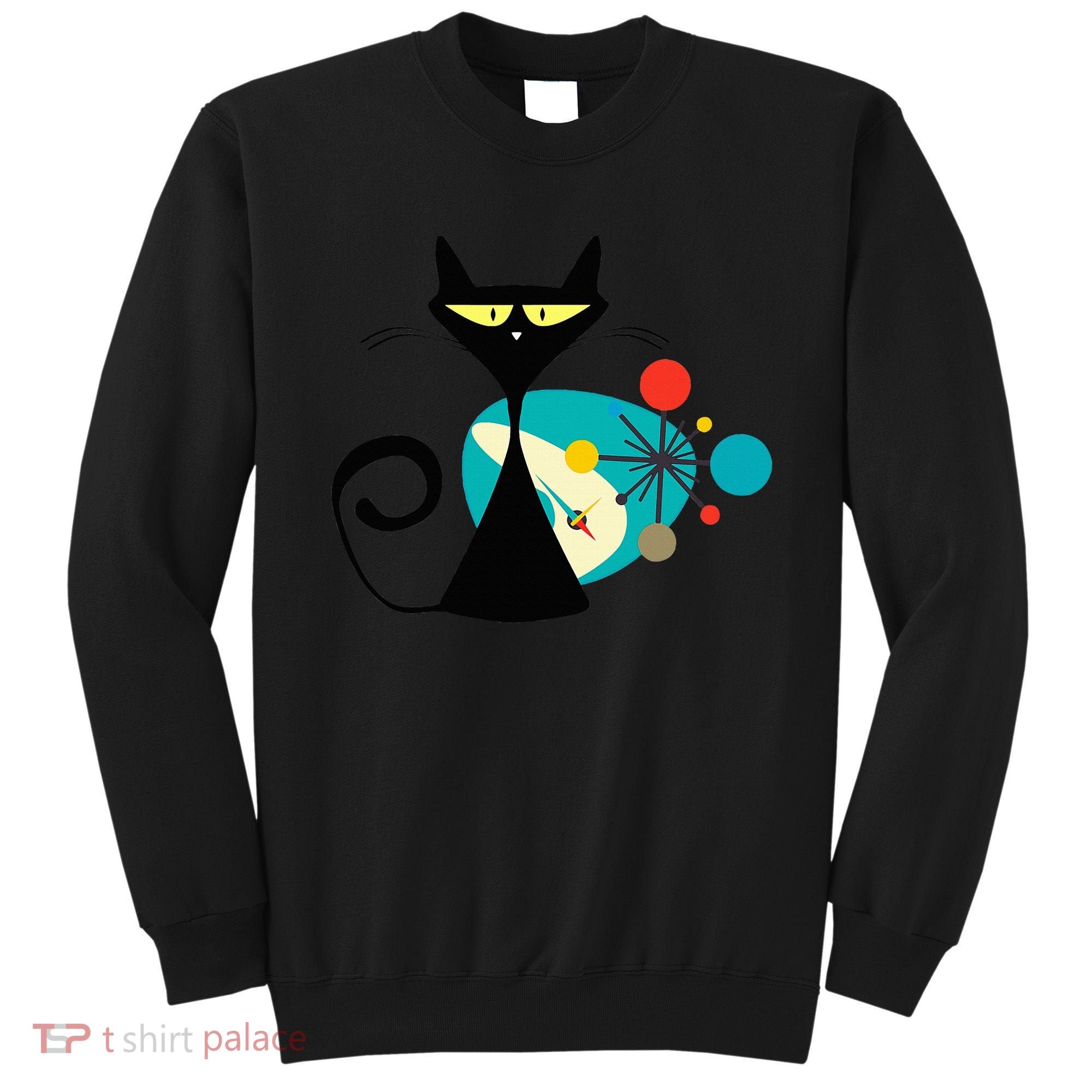 Midcentury Mid Century Cat Retro Atomic Age Space Modern Sweatshirt