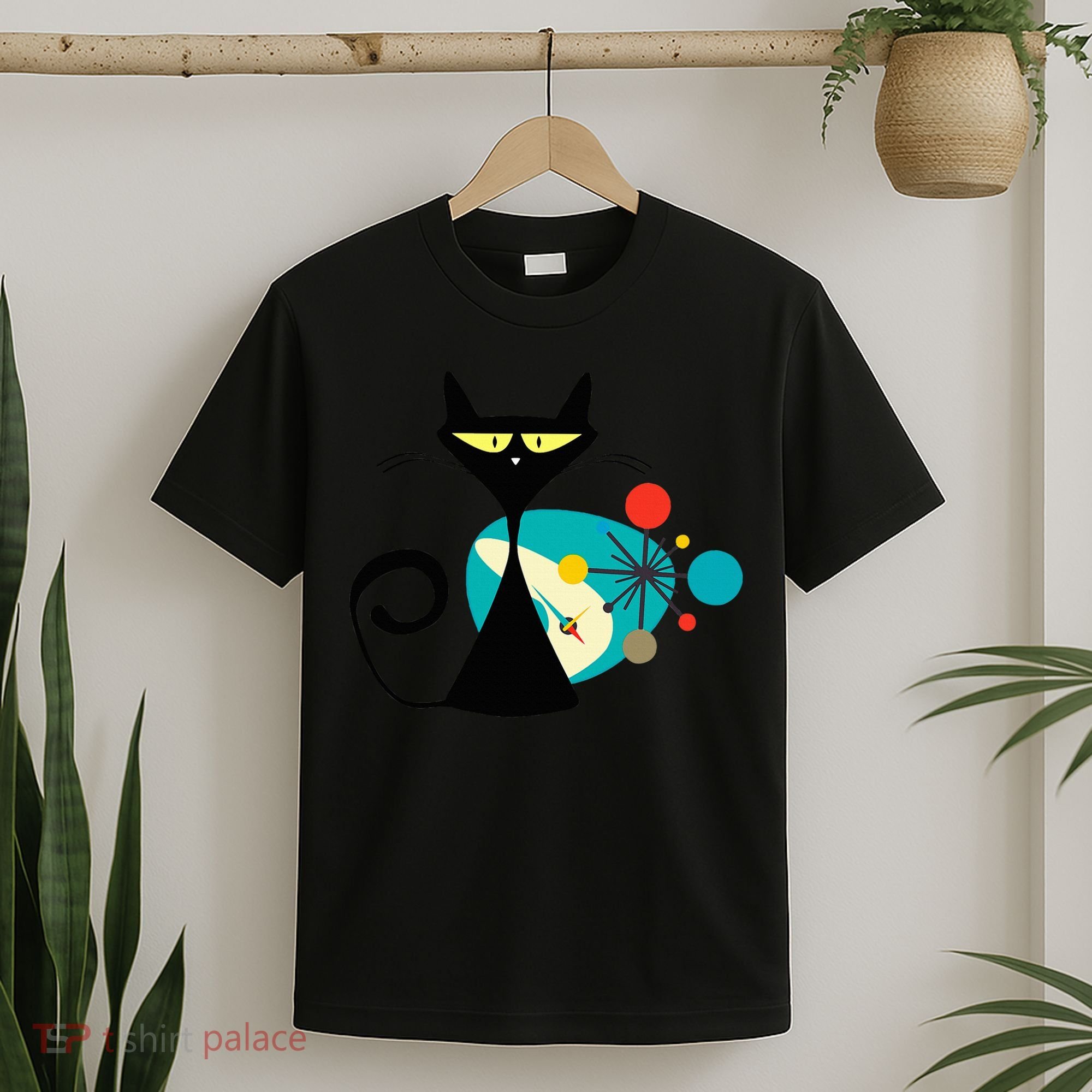 Midcentury Mid Century Cat Retro Atomic Age Space Modern T-Shirt