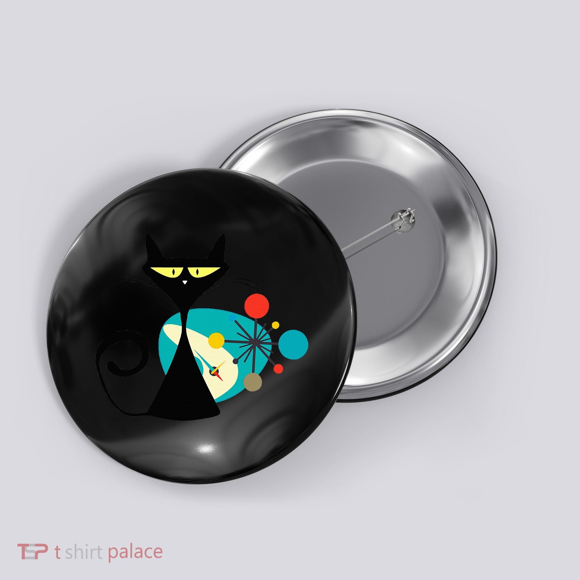 Midcentury Mid Century Cat Retro Atomic Age Space Modern Button