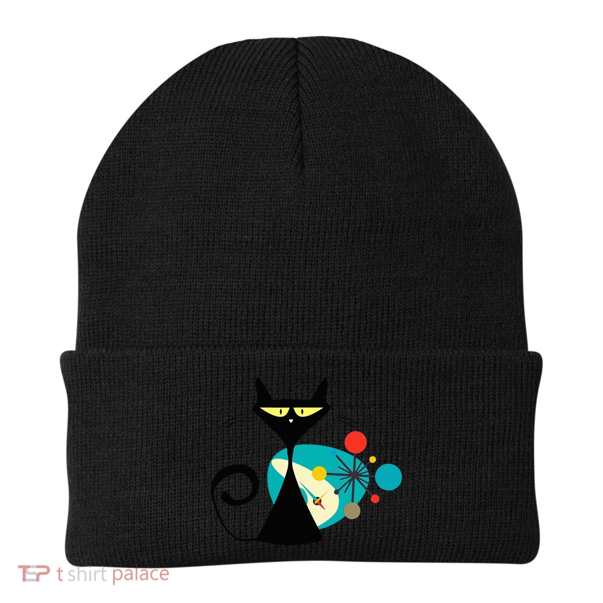 Midcentury Mid Century Cat Retro Atomic Age Space Modern Beanie