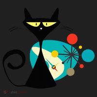 Midcentury Mid Century Cat Retro Atomic Age Space Modern Beanie thumb 2