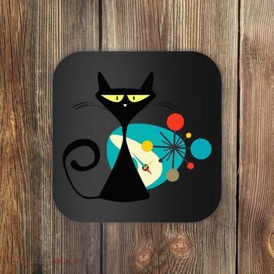 Midcentury Mid Century Cat Retro Atomic Age Space Modern Coaster