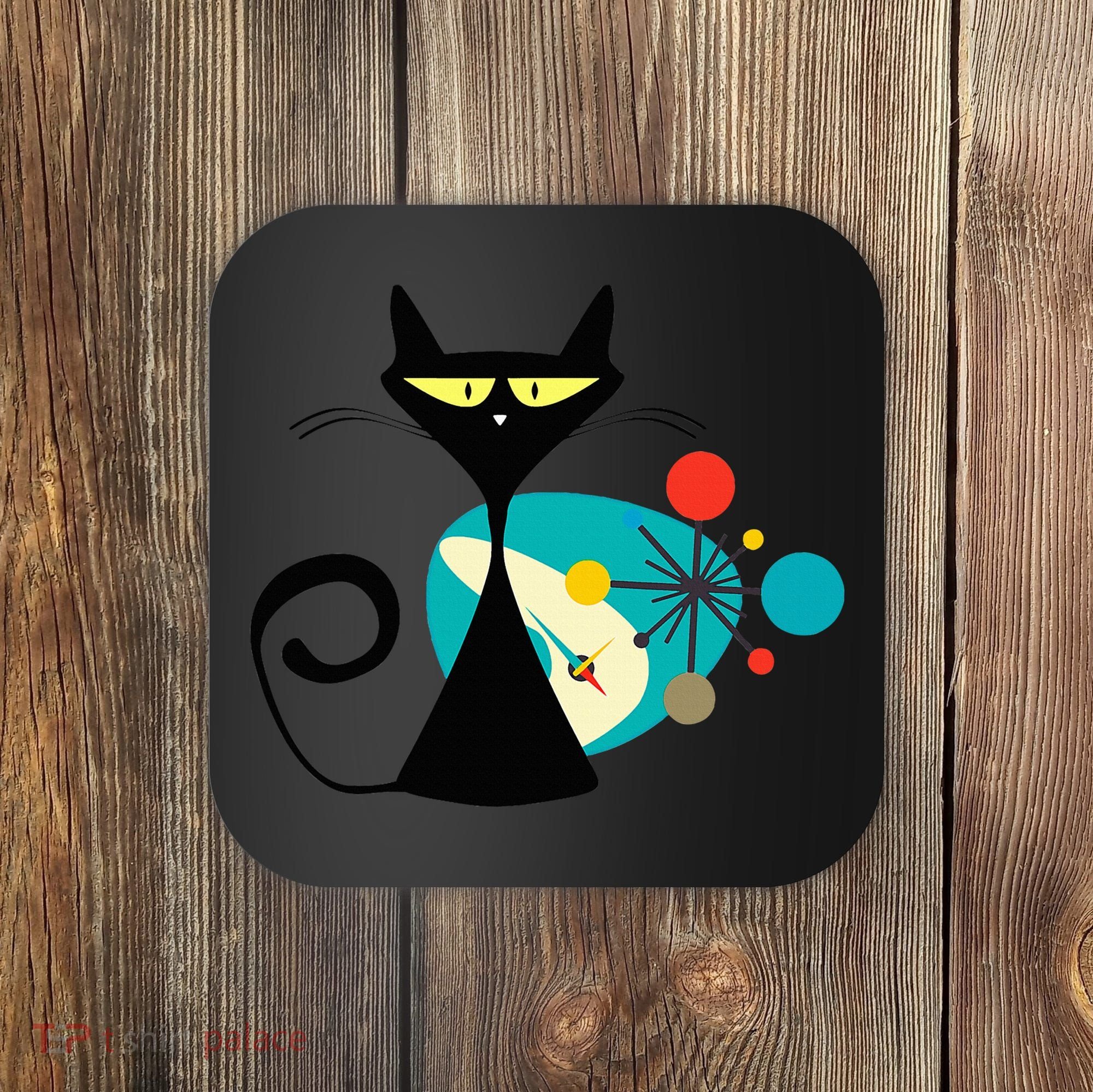 Midcentury Mid Century Cat Retro Atomic Age Space Modern Coaster