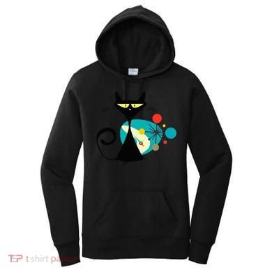 Midcentury Mid Century Cat Retro Atomic Age Space Modern Women's Hoodie