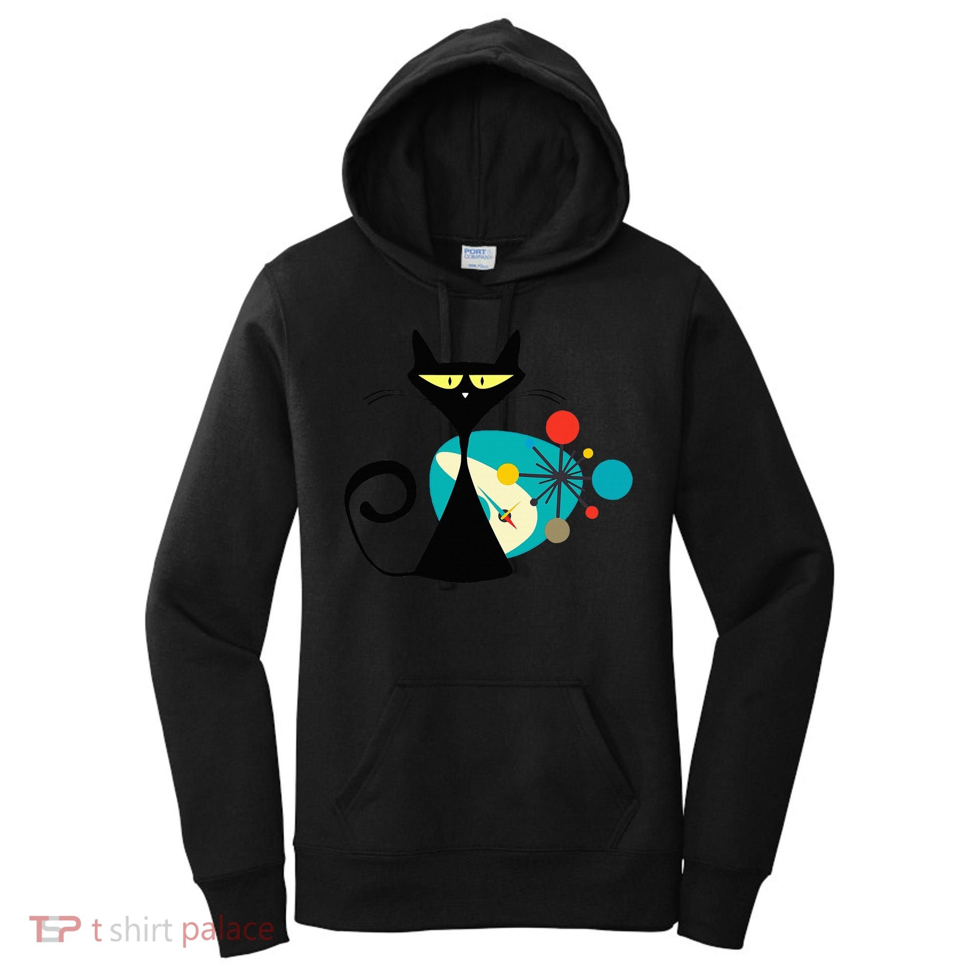 Midcentury Mid Century Cat Retro Atomic Age Space Modern Women's Hoodie