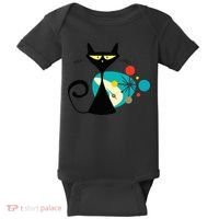 Midcentury Mid Century Cat Retro Atomic Age Space Modern Baby Bodysuit thumb 0