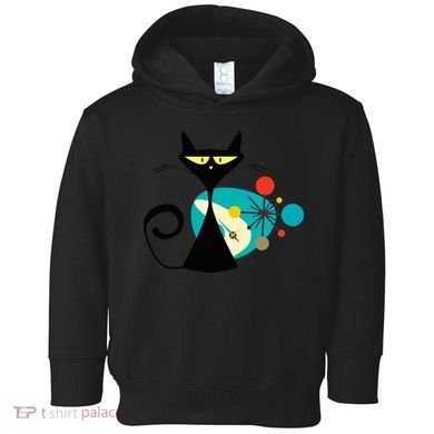 Midcentury Mid Century Cat Retro Atomic Age Space Modern Toddler Hoodie