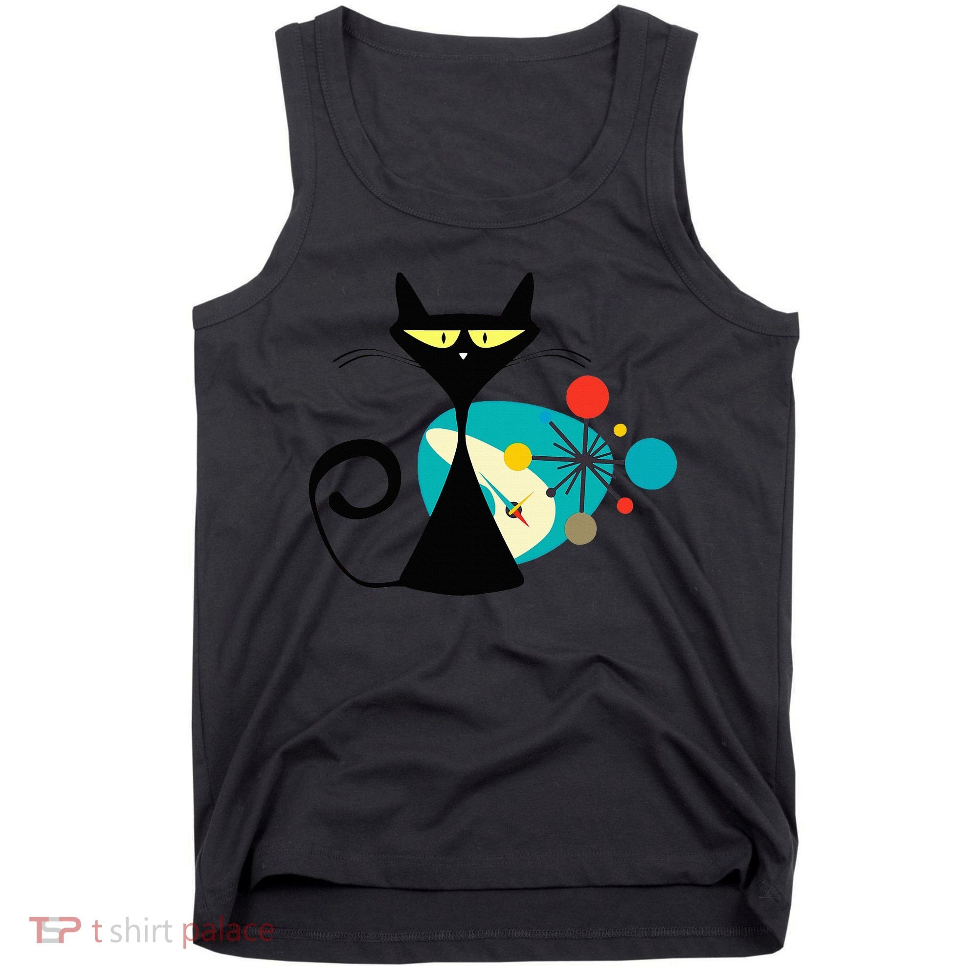 Midcentury Mid Century Cat Retro Atomic Age Space Modern Tank Top