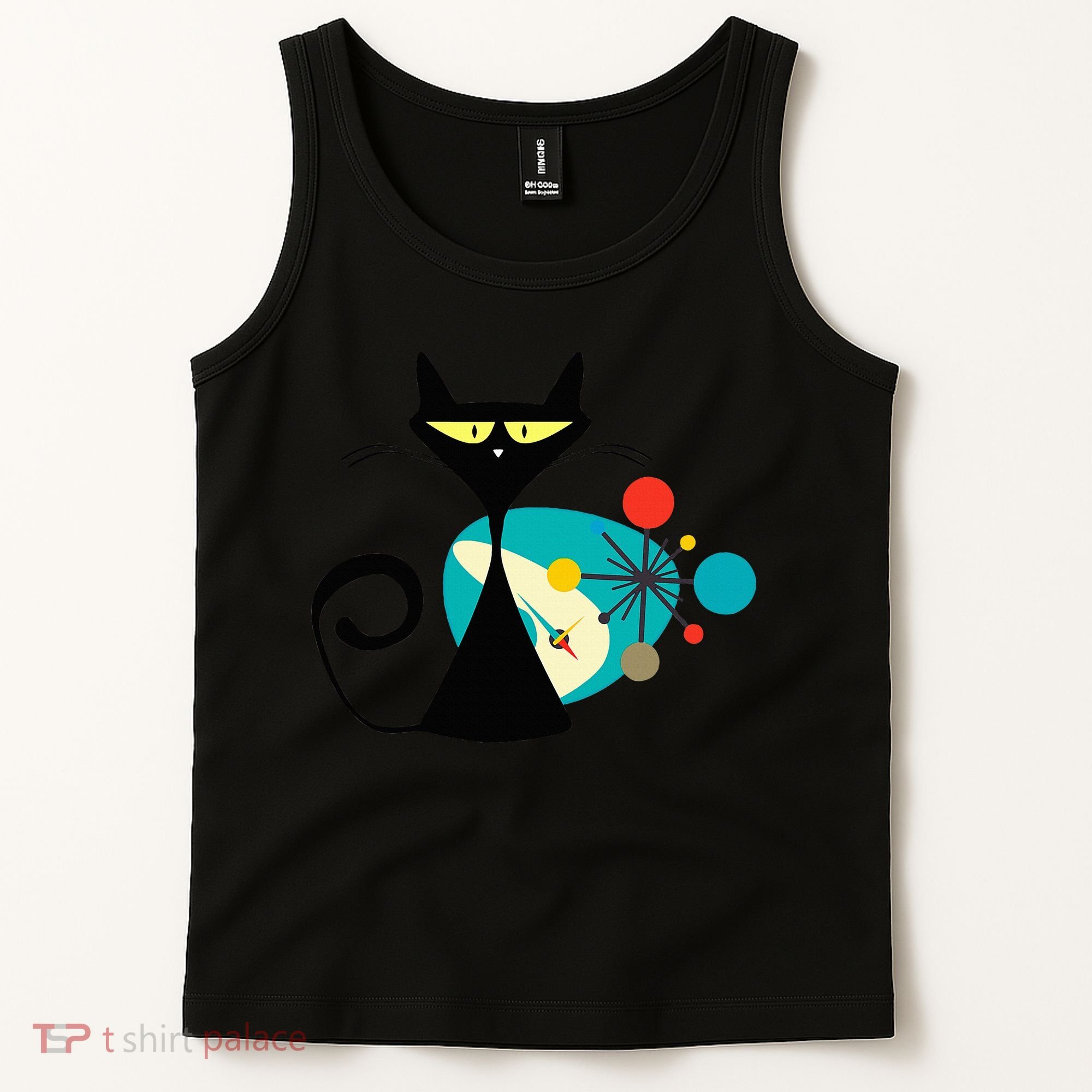 Midcentury Mid Century Cat Retro Atomic Age Space Modern Tank Top