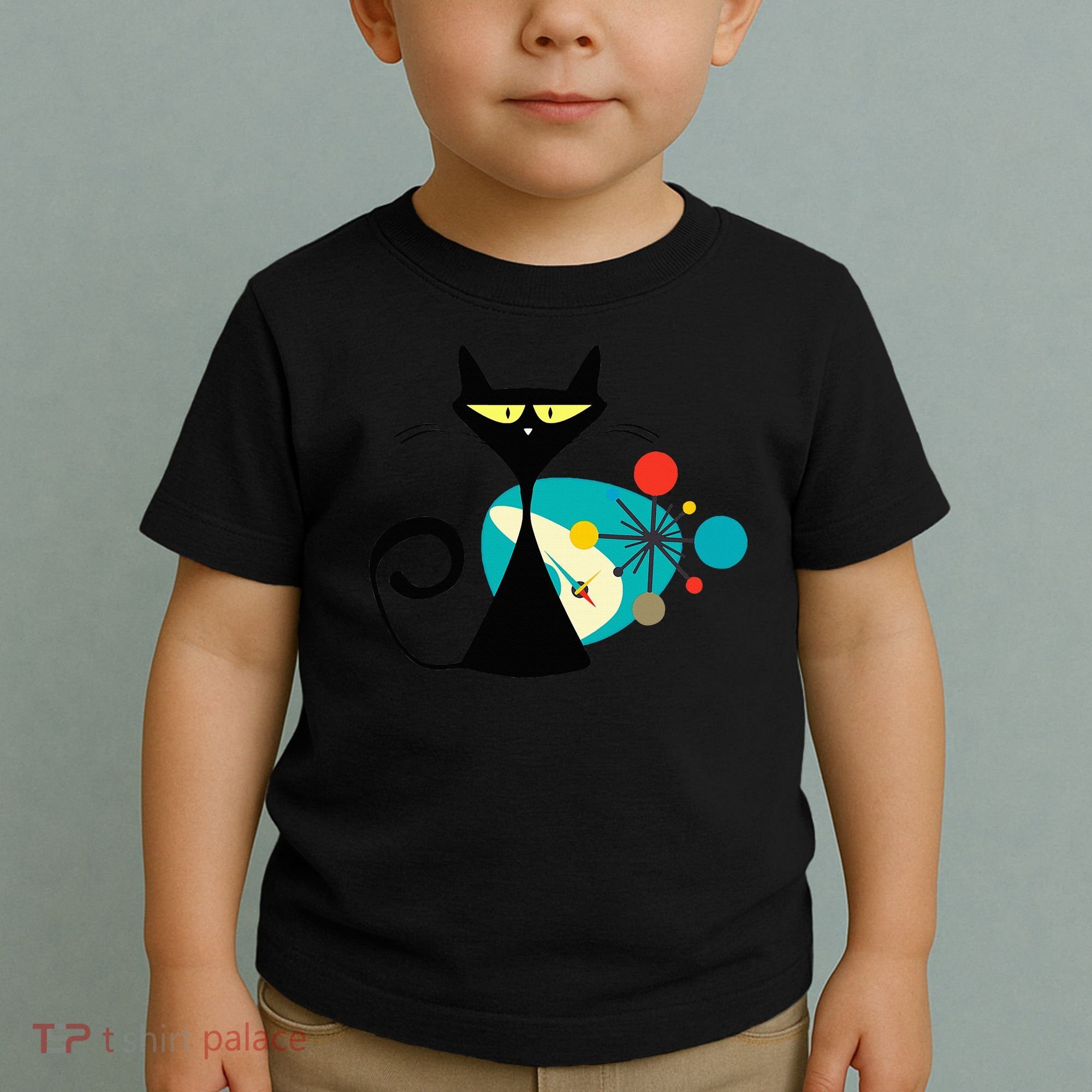 Midcentury Mid Century Cat Retro Atomic Age Space Modern Toddler T-Shirt