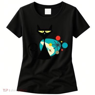 Midcentury Mid Century Cat Retro Atomic Age Space Modern Women's T-Shirt