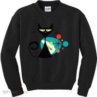 Midcentury Mid Century Cat Retro Atomic Age Space Modern Kids Sweatshirt thumb 0