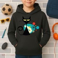 Midcentury Mid Century Cat Retro Atomic Age Space Modern Kids Hoodie thumb 2