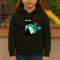 Midcentury Mid Century Cat Retro Atomic Age Space Modern Kids Hoodie thumb 3