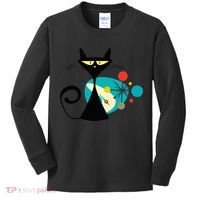 Midcentury Mid Century Cat Retro Atomic Age Space Modern Kids Long Sleeve Shirt thumb 0