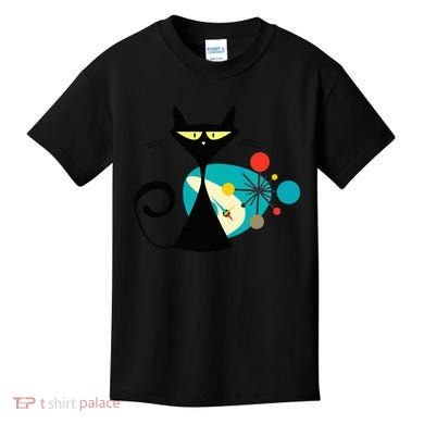 Midcentury Mid Century Cat Retro Atomic Age Space Modern Kids T-Shirt