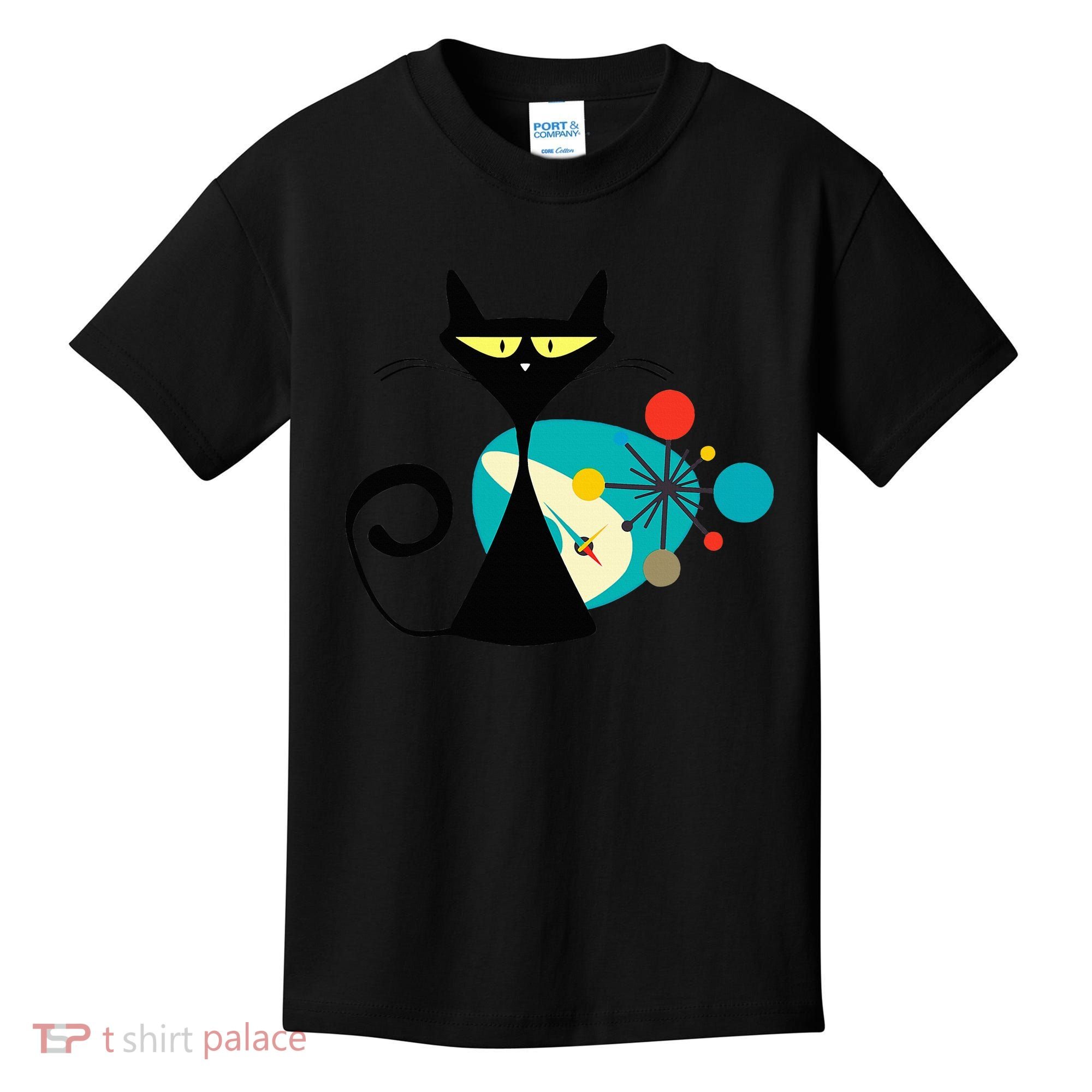 Midcentury Mid Century Cat Retro Atomic Age Space Modern Kids T-Shirt
