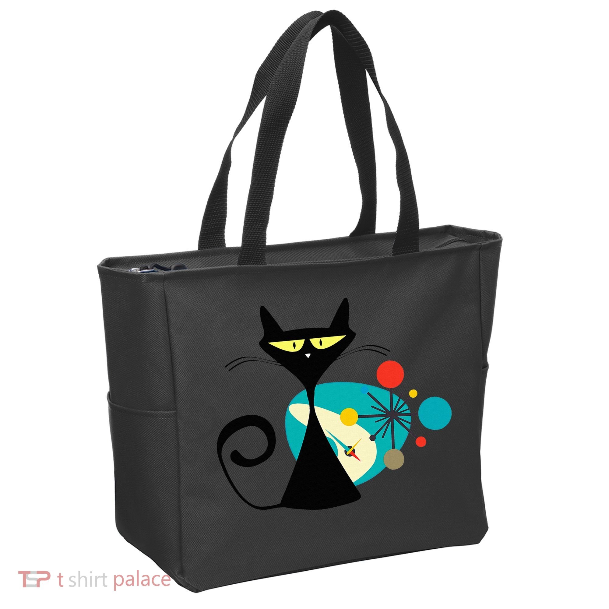 Midcentury Mid Century Cat Retro Atomic Age Space Modern Tote Bag