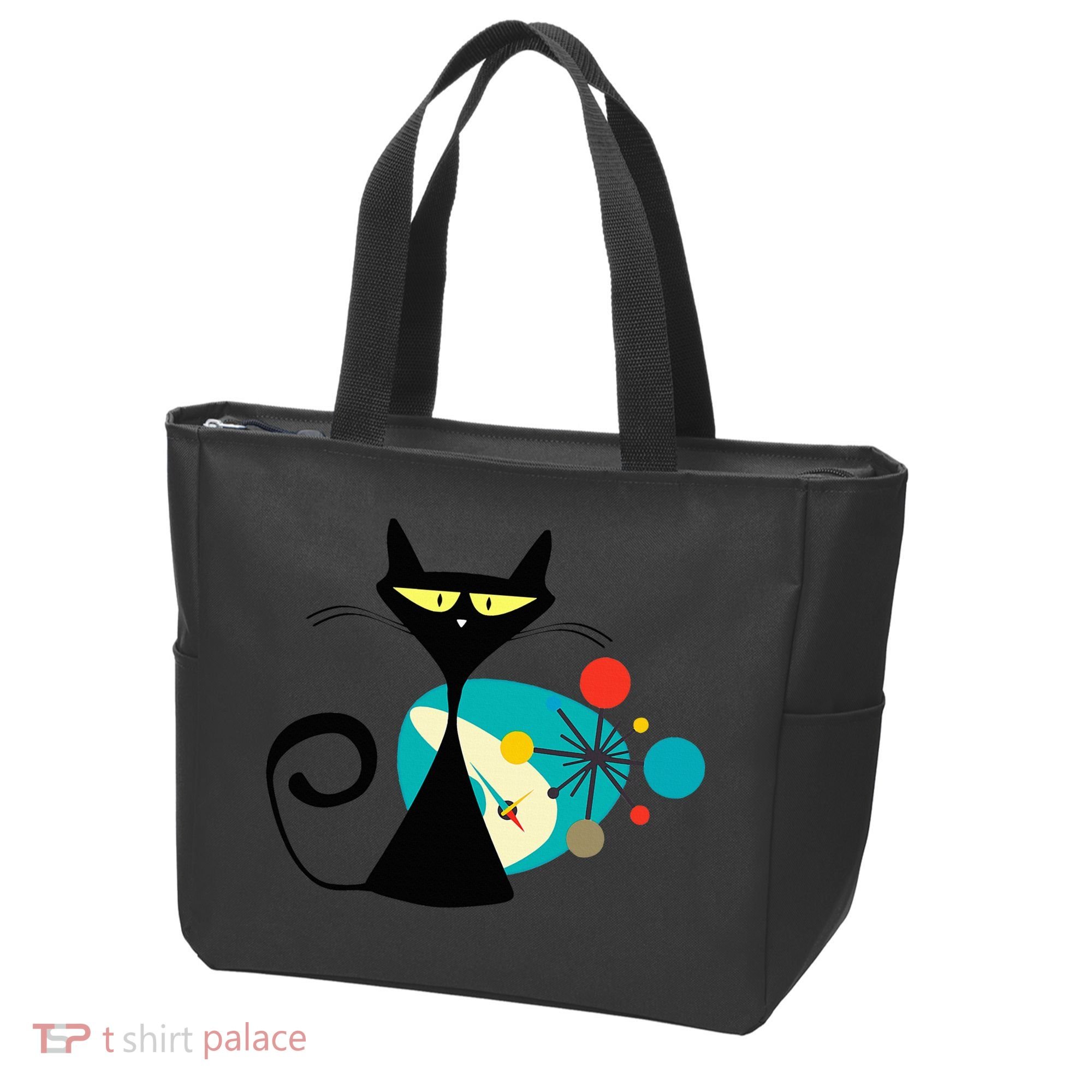 Midcentury Mid Century Cat Retro Atomic Age Space Modern Tote Bag