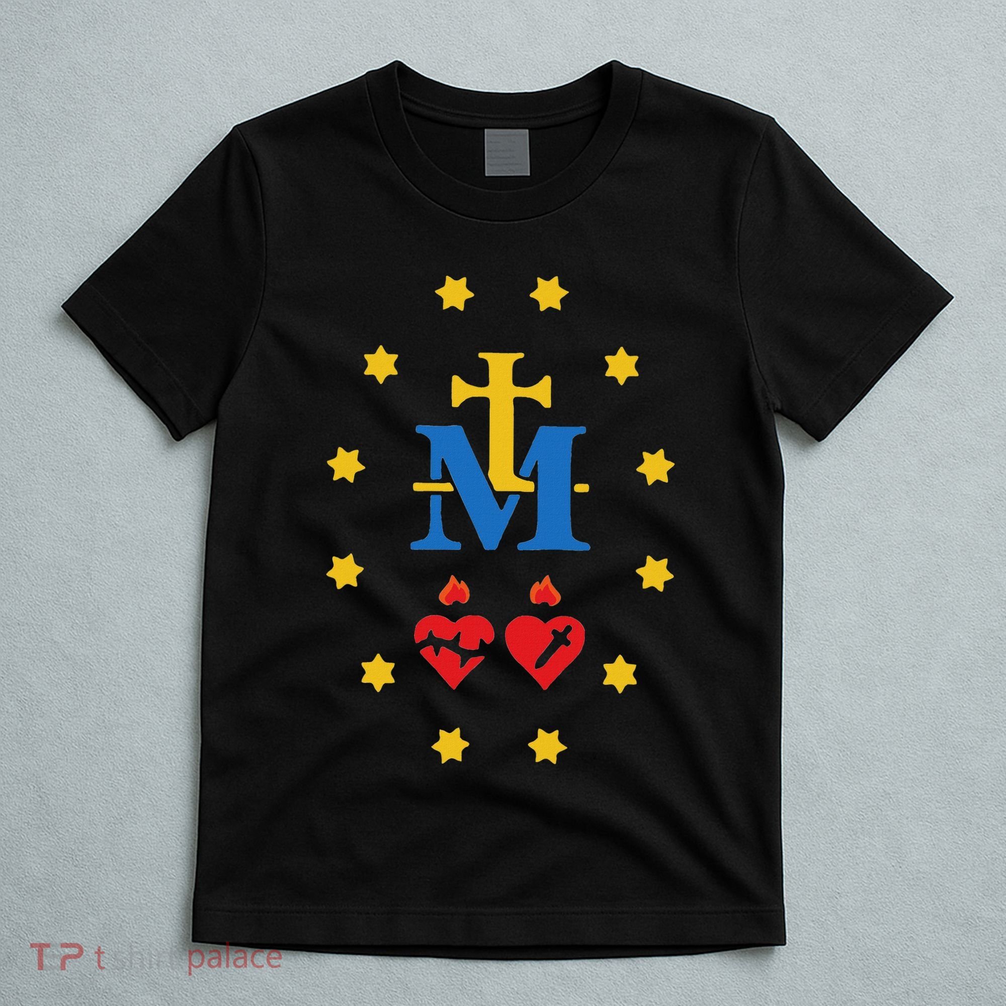 Miraculous Medal Catholic Holy Mary Sacred Heart Jesus T-Shirt