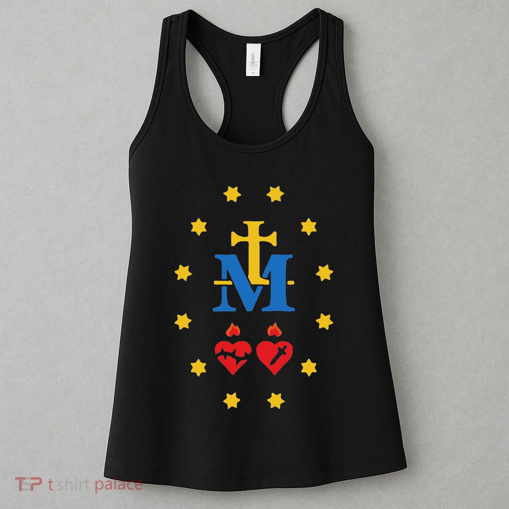 Miraculous Medal Catholic Holy Mary Sacred Heart Jesus Women's Tank Top