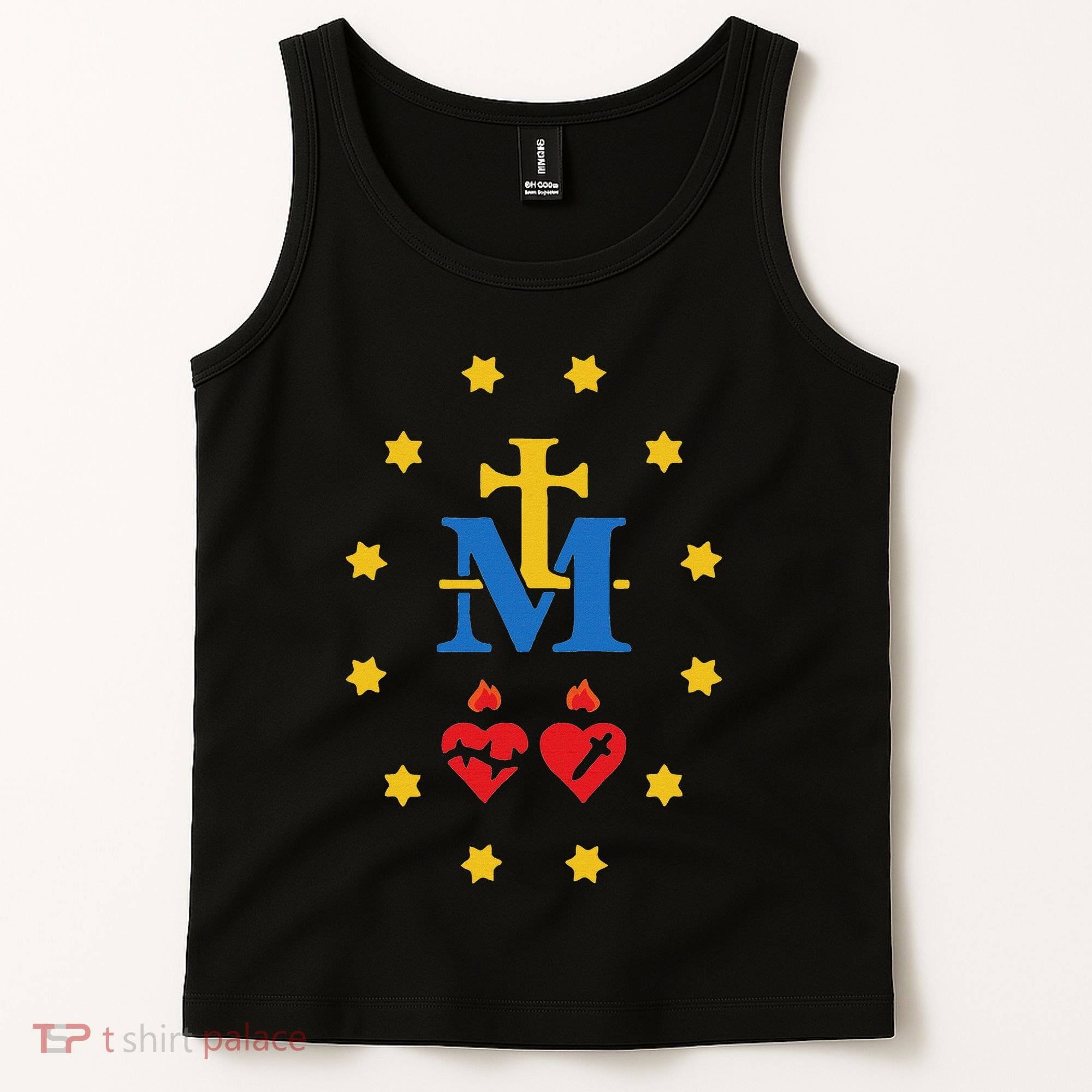 Miraculous Medal Catholic Holy Mary Sacred Heart Jesus Tank Top