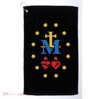 Miraculous Medal Catholic Holy Mary Sacred Heart Jesus Golf Towel thumb 0