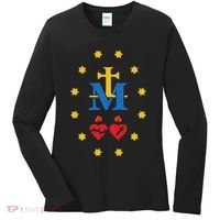 Miraculous Medal Catholic Holy Mary Sacred Heart Jesus Women's Long Sleeve Shirt thumb 0