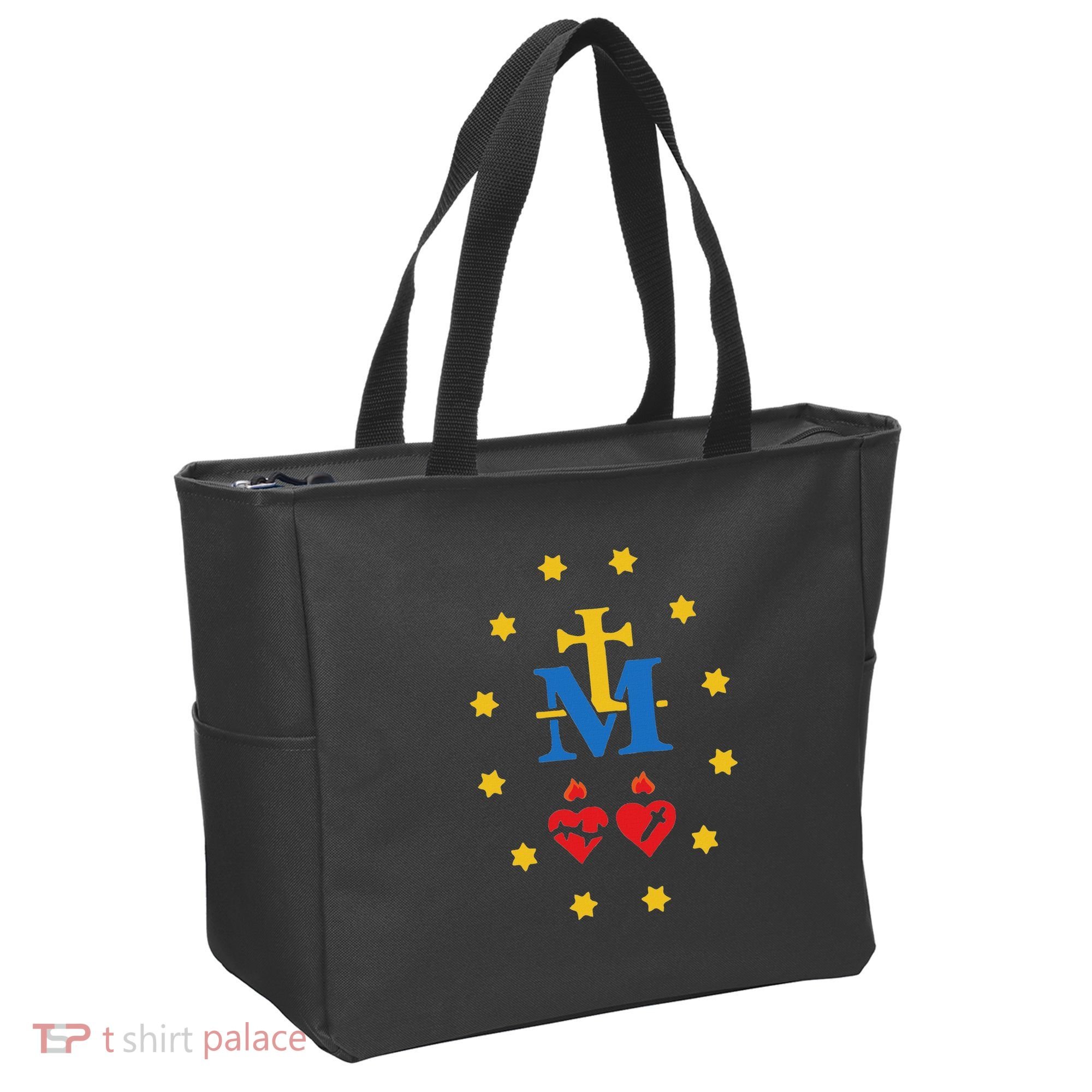 Miraculous Medal Catholic Holy Mary Sacred Heart Jesus Tote Bag