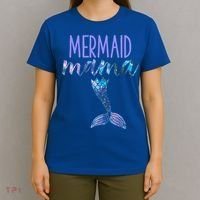 Mermaid Mama Cute Funny Matching Mermaid Birthday Party T-Shirt thumb 4