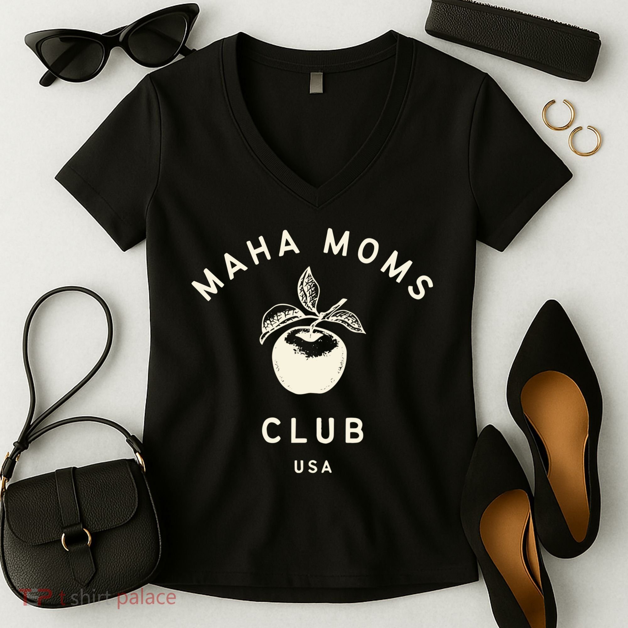 Maha Moms Club Organic Women's V-Neck T-Shirt