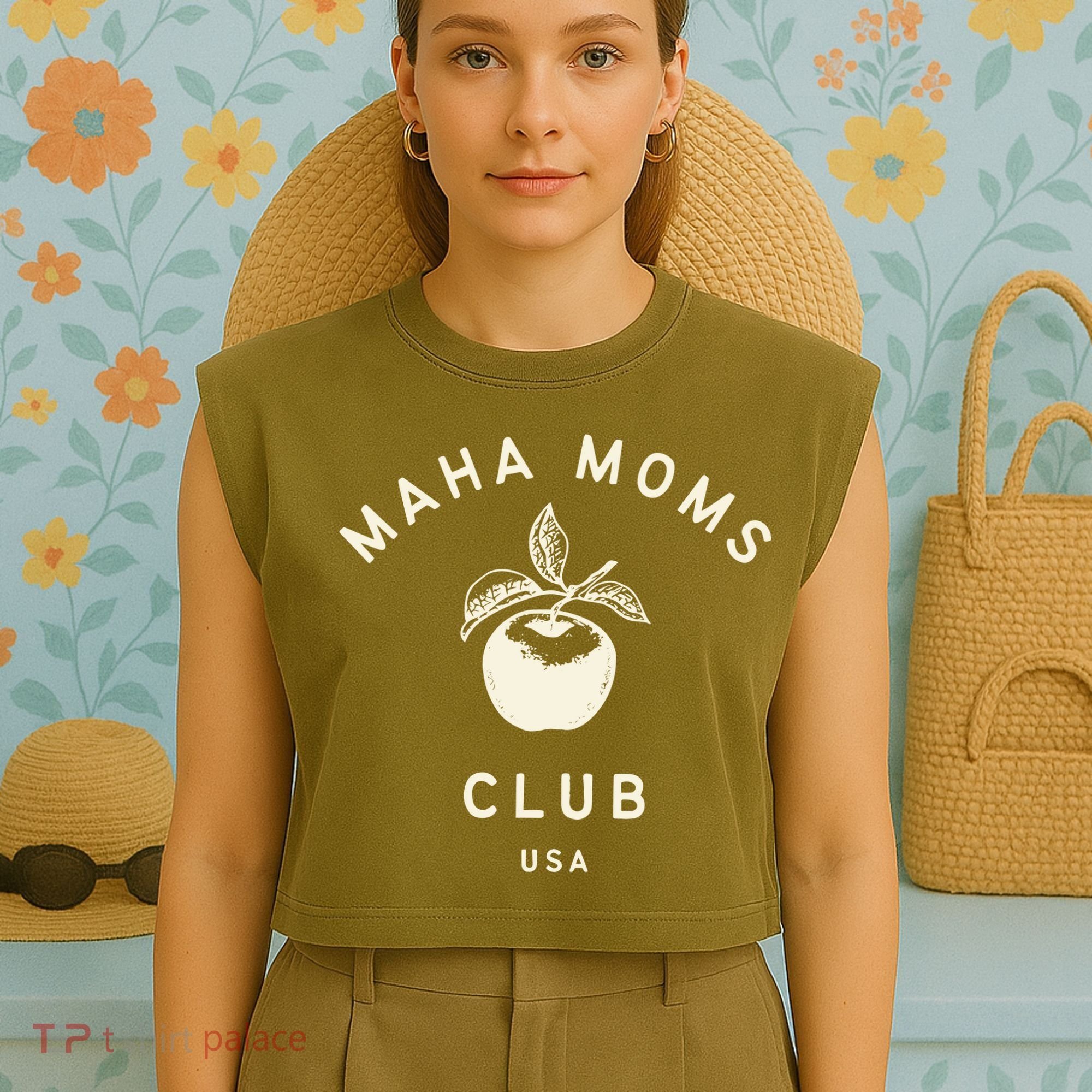 Maha Moms Club Organic Garment-Dyed Women's Muscle Tee