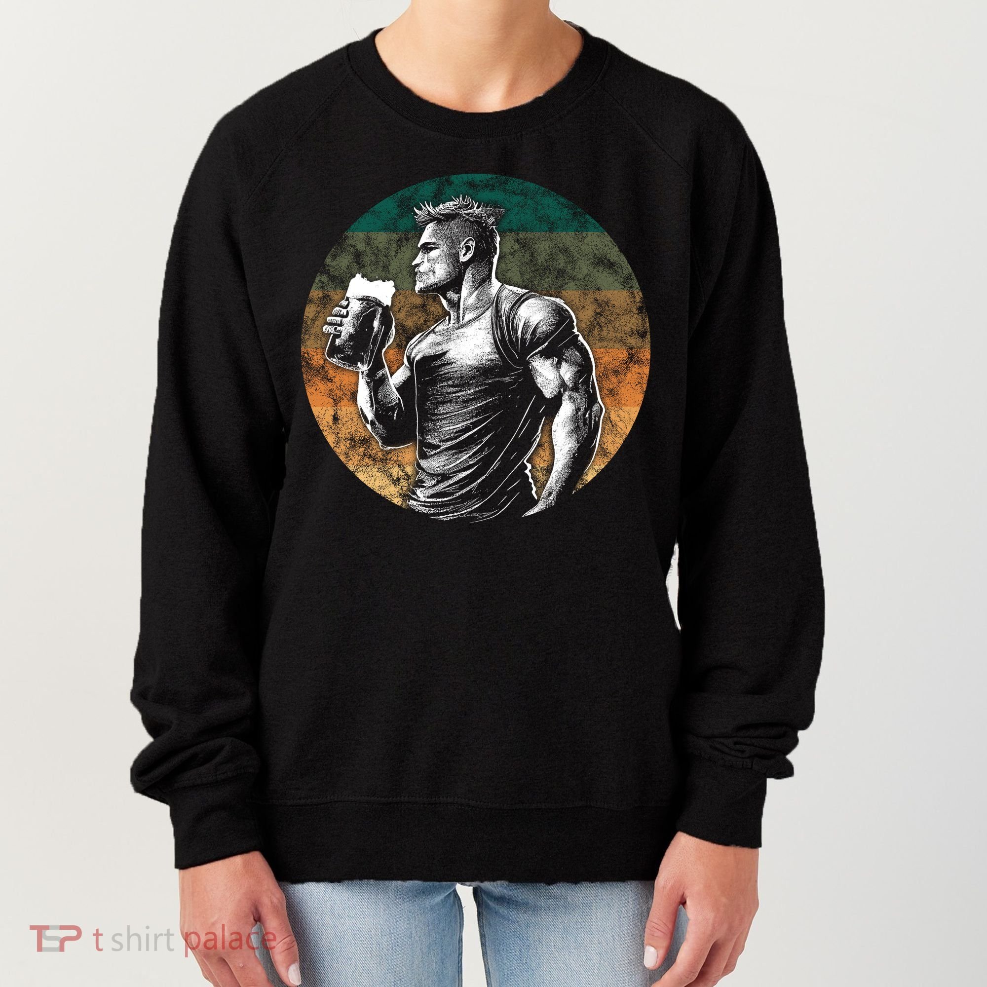 Muscular Man Drinking Beer Women's Sweatshirt