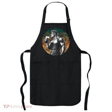 Muscular Man Drinking Beer Apron