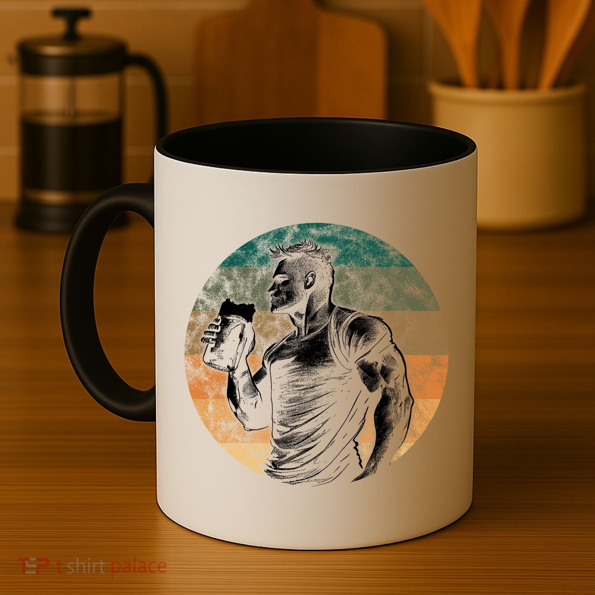 Muscular Man Drinking Beer Coffee Mug