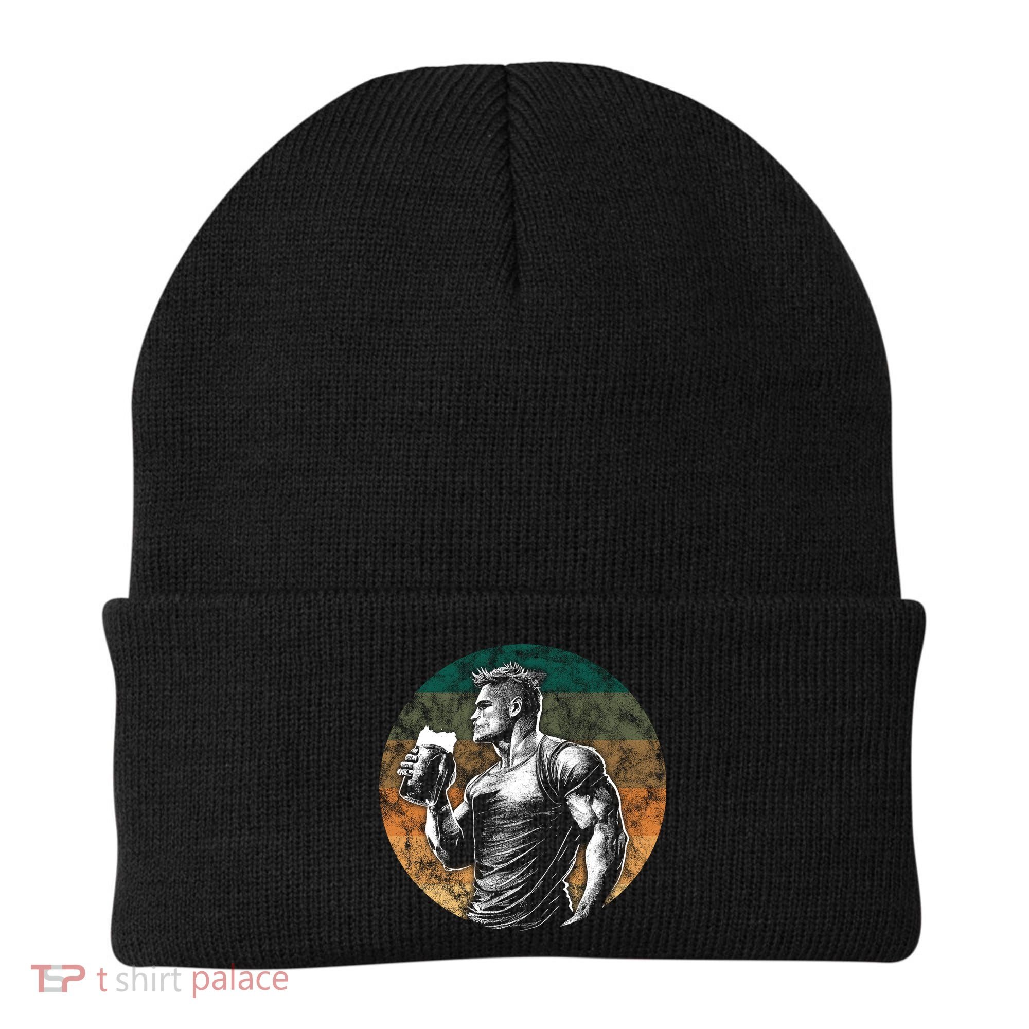 Muscular Man Drinking Beer Beanie