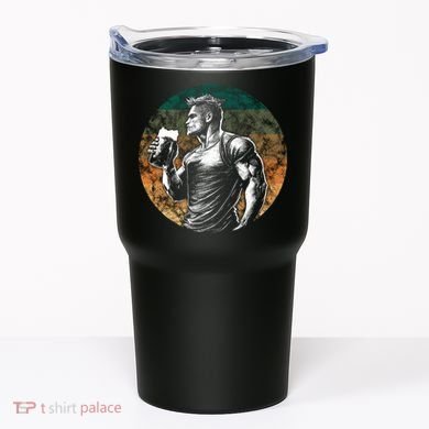 Muscular Man Drinking Beer Tumbler