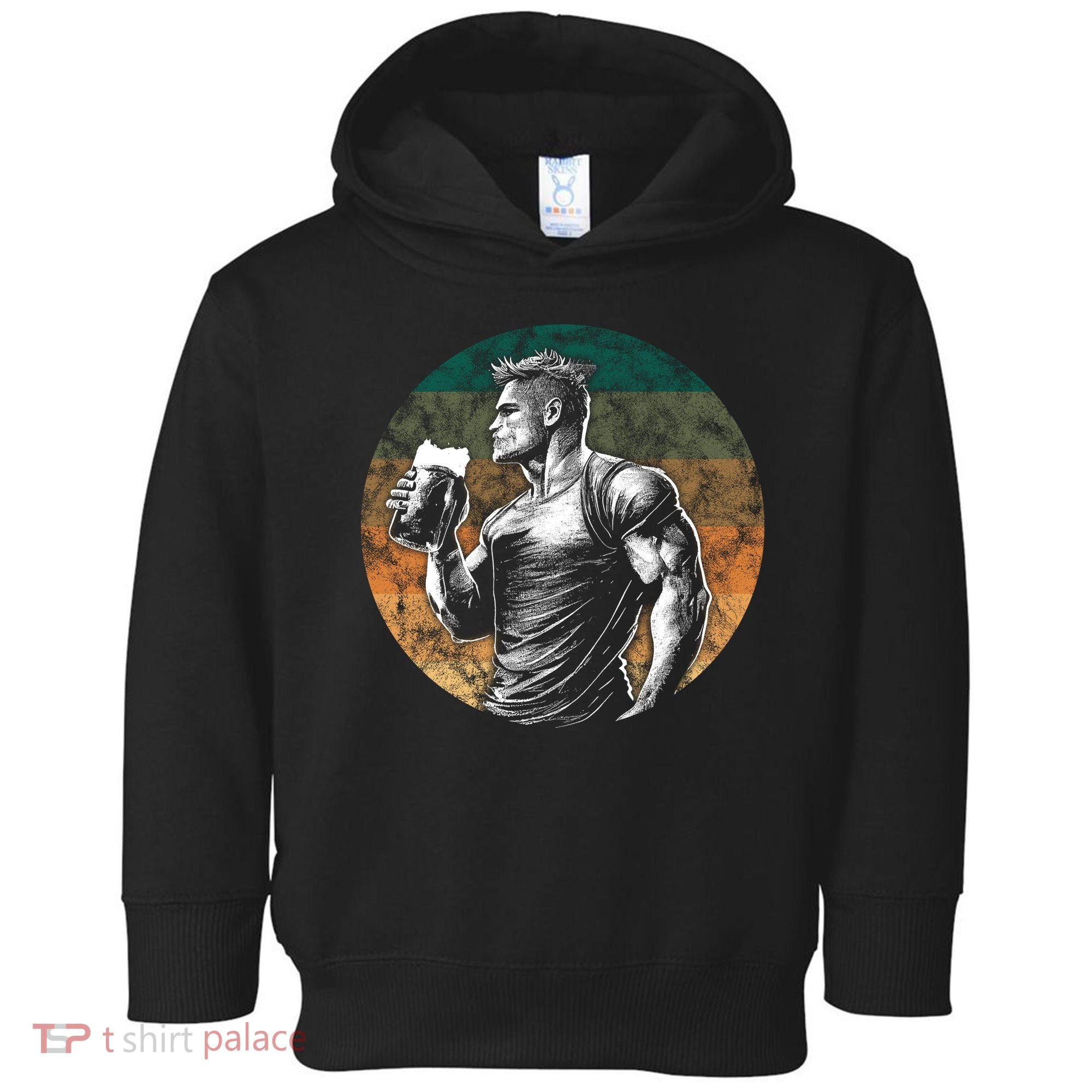 Muscular Man Drinking Beer Toddler Hoodie