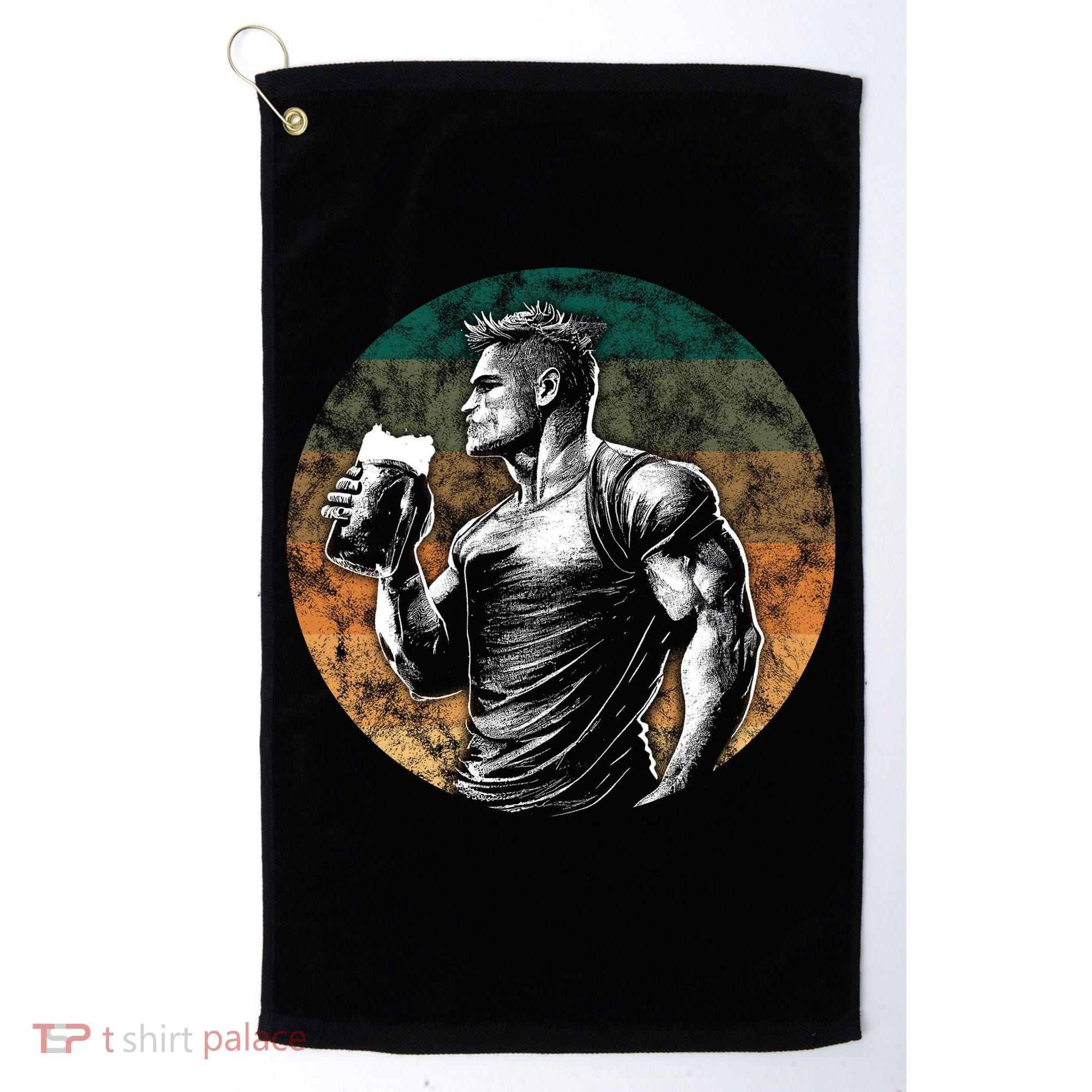 Muscular Man Drinking Beer Golf Towel
