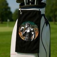 Muscular Man Drinking Beer Golf Towel thumb 2