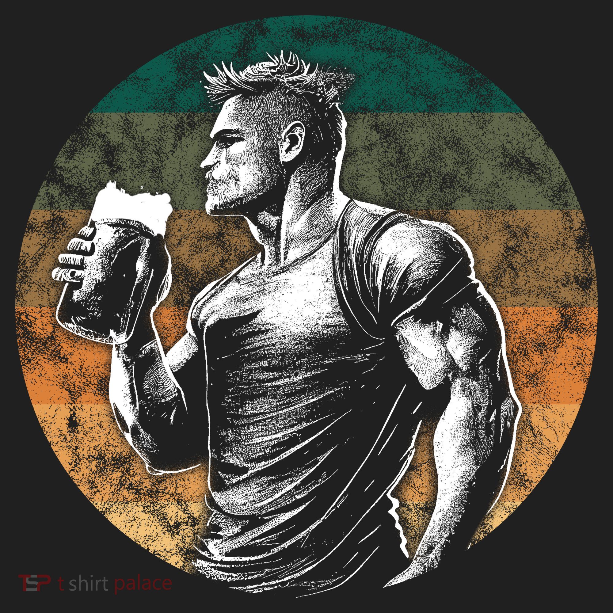 Muscular Man Drinking Beer Golf Towel