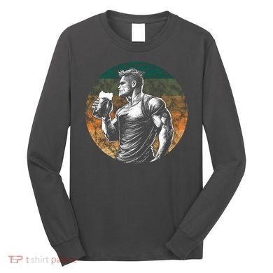 Muscular Man Drinking Beer Long Sleeve Shirt