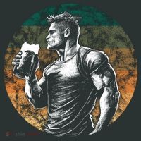 Muscular Man Drinking Beer Coaster thumb 2