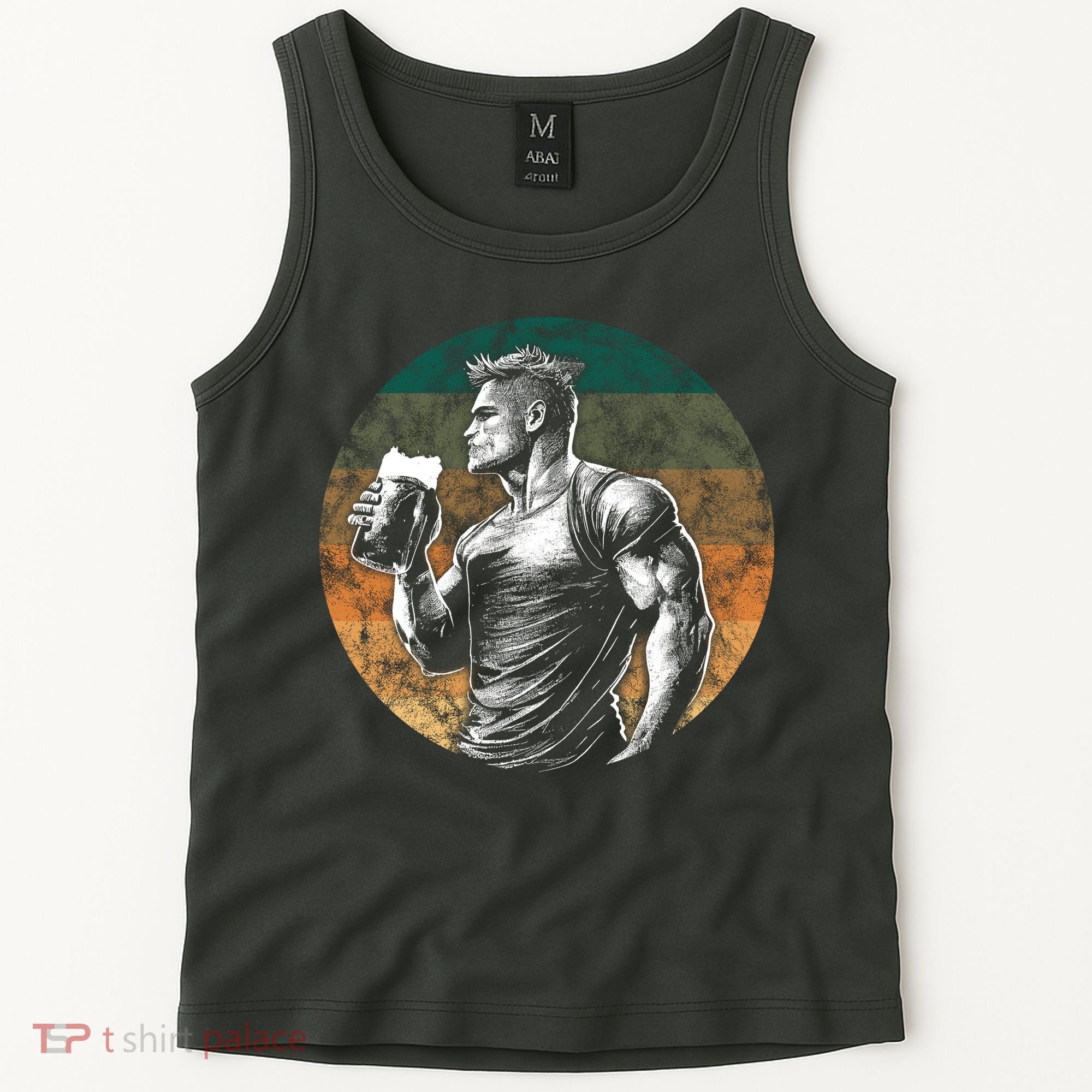 Muscular Man Drinking Beer Tank Top