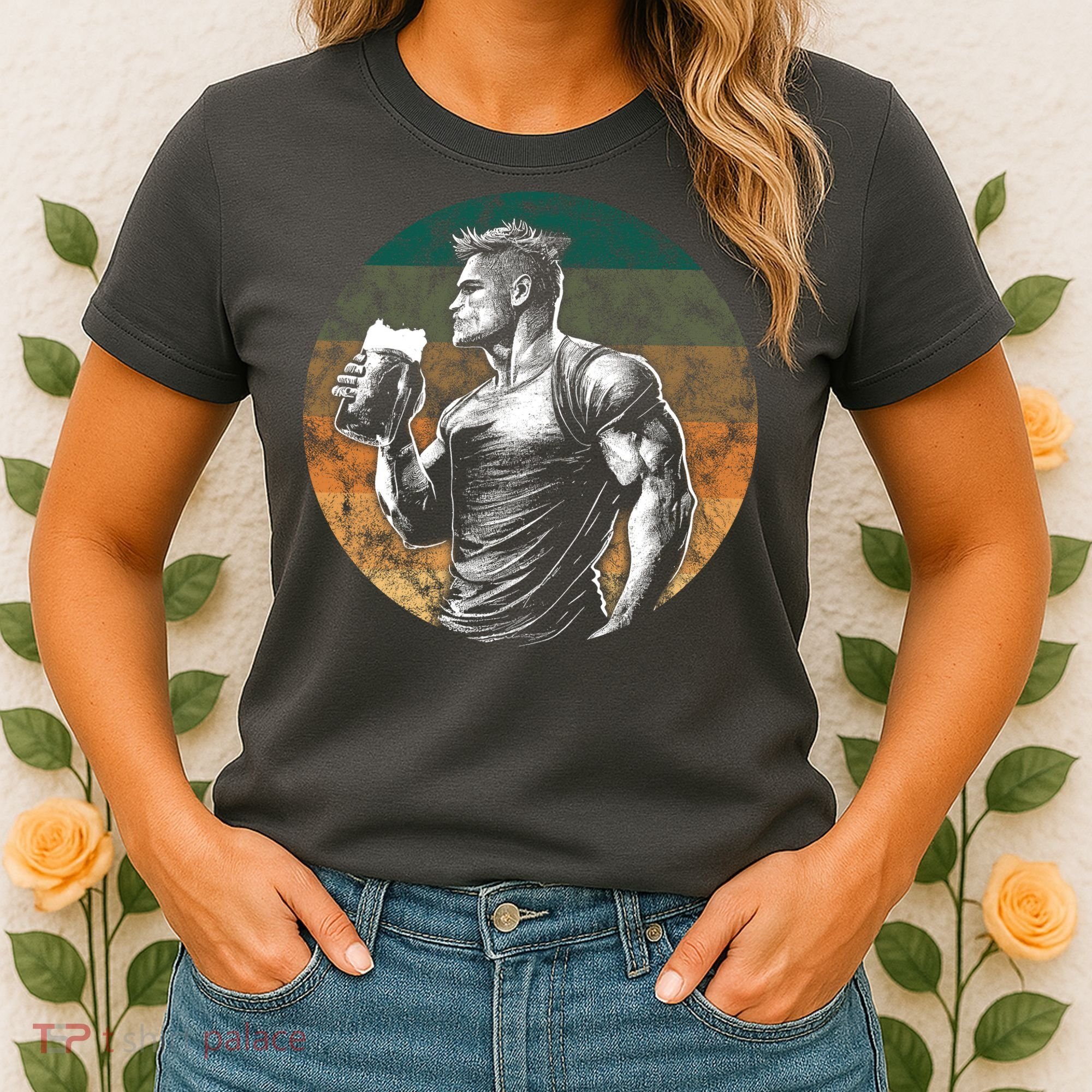 Muscular Man Drinking Beer Women's T-Shirt