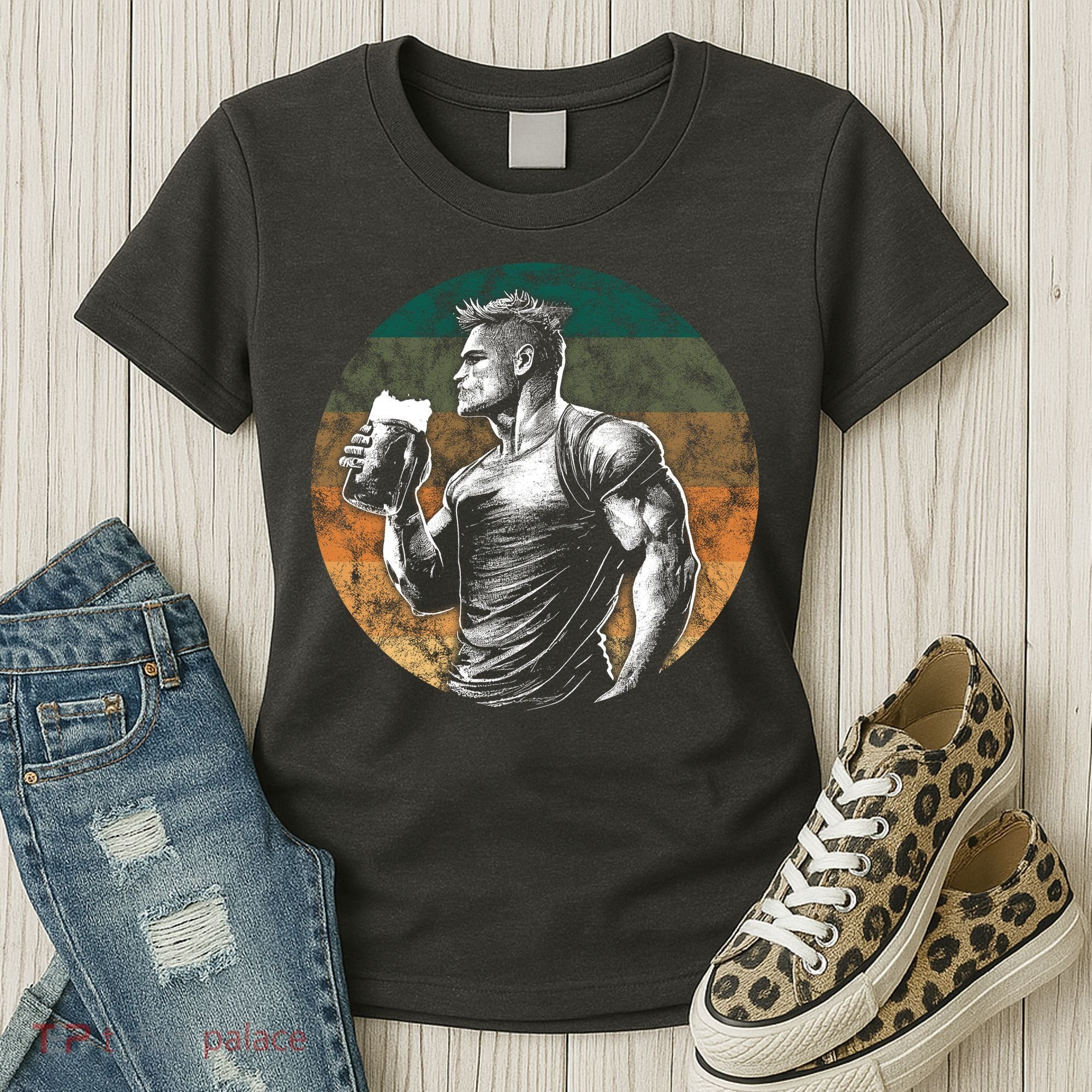 Muscular Man Drinking Beer Women's T-Shirt